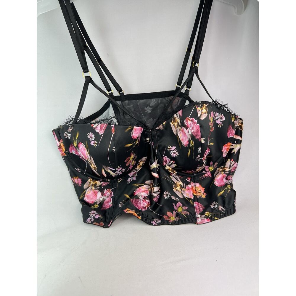 VS Very Sexy Floral Lace Satin Strappy Bustier Top 38D NWT Victorias Secret - Picture 6 of 8